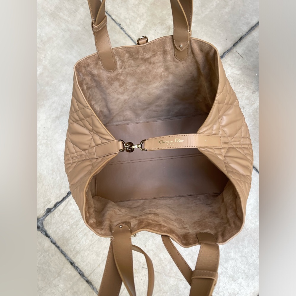 Dior Tan Quilted Toulouse Tote with Gold Hardware - Picture 7 of 11